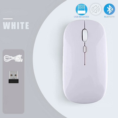 Mouse fără fir Bluetooth 5.0 pentru tabletă, laptop, mini șoareci ultra subțiri fără fir, reîncărcare, buton de mut de 2,4 GHz