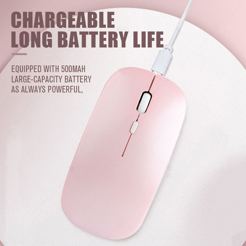Mouse fără fir Bluetooth 5.0 pentru tabletă, laptop, mini șoareci ultra subțiri fără fir, reîncărcare, buton de mut de 2,4 GHz