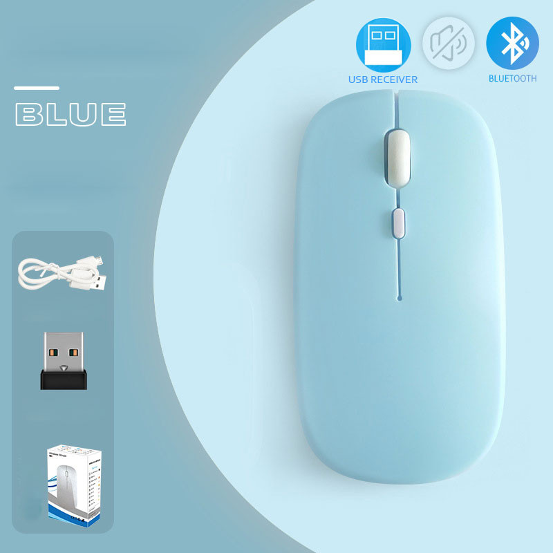 Mouse fără fir Bluetooth 5.0 pentru tabletă, laptop, mini șoareci ultra subțiri fără fir, reîncărcare, buton de mut de 2,4 GHz