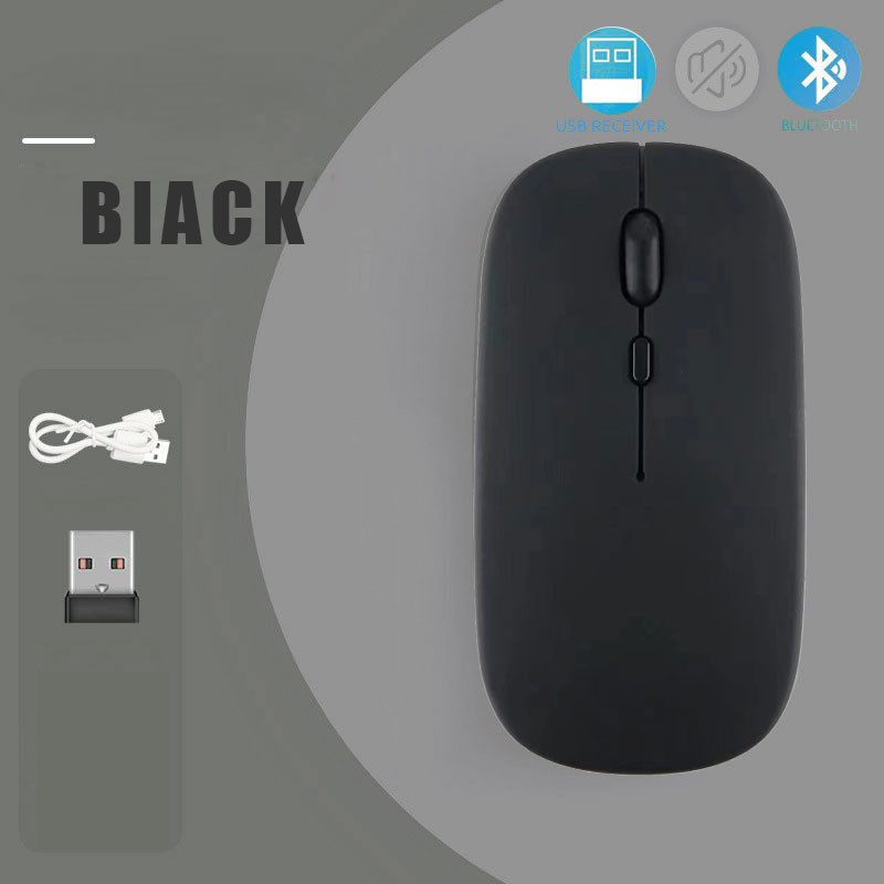 Mouse fără fir Bluetooth 5.0 pentru tabletă, laptop, mini șoareci ultra subțiri fără fir, reîncărcare, buton de mut de 2,4 GHz
