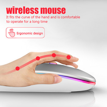 Тънка безжична мишка 2,4 GHz оптични мишки 1600 DPI Геймърска офис тиха мишка Мишки с ергономичен дизайн с USB приемник за компютърен лаптоп