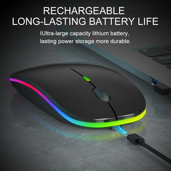 Ποντίκι Bluetooth Ασύρματο ποντίκι υπολογιστή Επαναφορτιζόμενο Mini Magic 2.4G USB με ποντίκι σίγασης οπίσθιου φωτισμού RGB για επιτραπέζιο ποντίκι παίκτη για φορητό υπολογιστή
