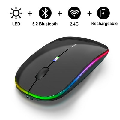 Bluetooth pele bezvadu datoram uzlādējama Mini Magic 2.4G USB ar RGB aizmugurgaismu izslēgšanas peles galddatora klēpjdatora spēlētāja pelei