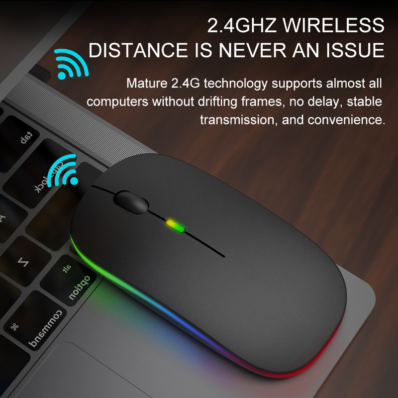 Bluetooth Hiir Juhtmeta arvuti Taaslaetav Mini Magic 2.4G USB RGB taustavalgustusega vaigistatud hiired lauaarvuti sülearvuti mängurihiire