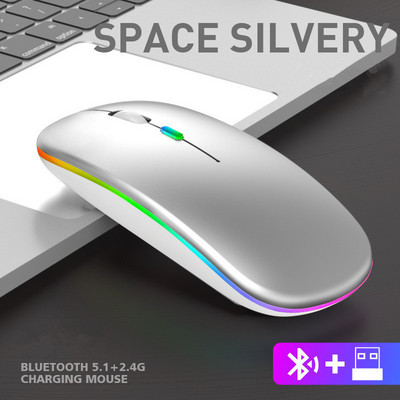 Bluetoothi juhtmeta hiir USB-taaslaetava RGB-hiirega sülearvutile sülearvuti Macbook mänguhiir Mängija 2,4 GHz 1600 DPI