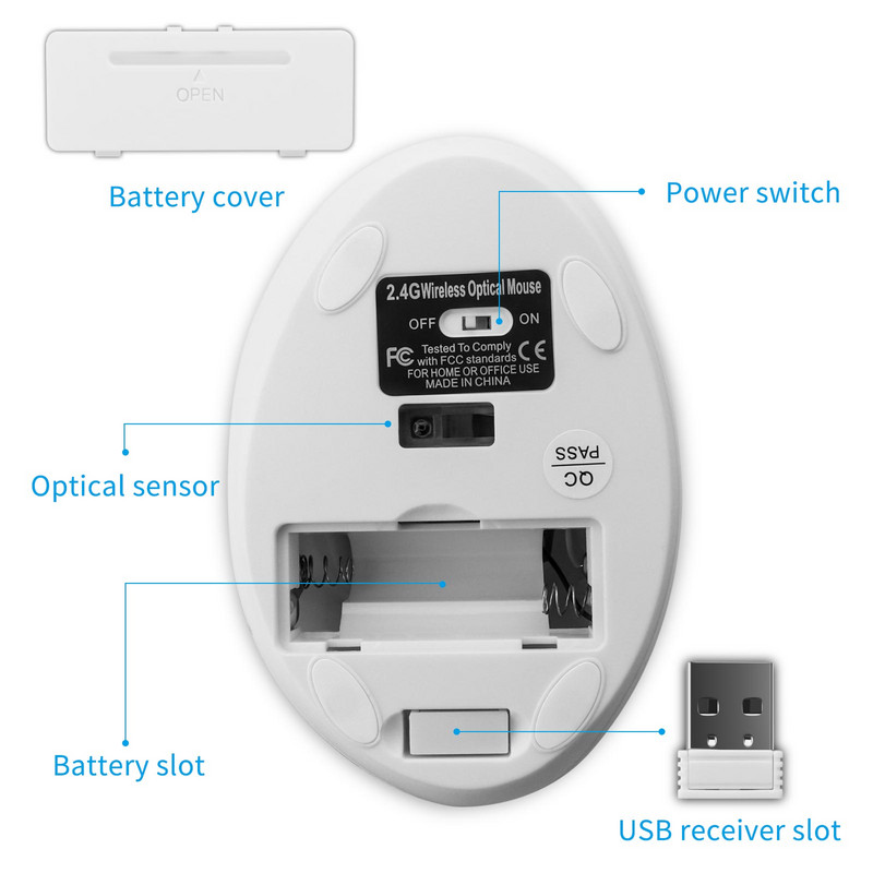 Prijenosni ergonomski 2.4G bežični okomiti miš USB optički žičani miš Mini računalni miš za igranje za PC prijenosno računalo Tablet Ured