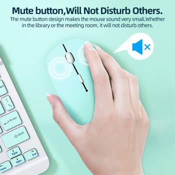 Mute Bluetooth мишка за iPad Samsung Huawei Android Windows Tablet ултратънка зелена синя розова безжична мишка за игри Компютърен компютър