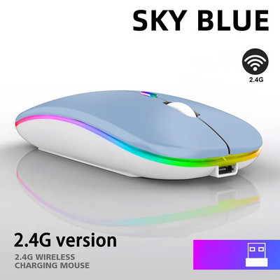 Bežični miš 2.4G Bluetooth miševi za Macbook Samsung prijenosno računalo Tihi ergonomski punjivi miševi s LED pozadinskim osvjetljenjem USB miševi