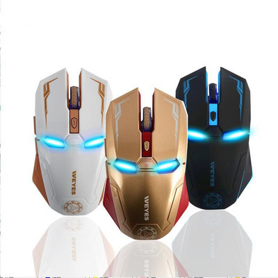 raton gaming inalambrico Bezvadu spēļu pele USB 2.4G LED USB peles klēpjdatoram Iron Man Mute Mouse Computer Supply