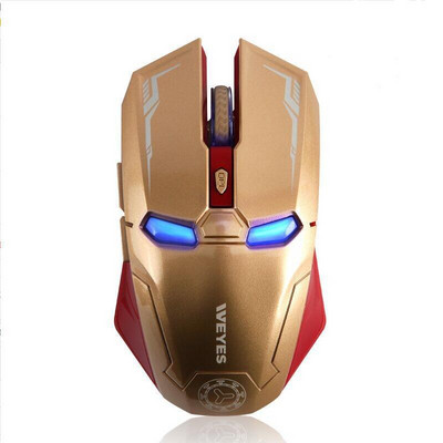 raton gaming inalambrico juhtmevaba mänguhiir USB 2.4G LED USB hiired sülearvutile Iron Man Mute Mouse arvutitarvikud