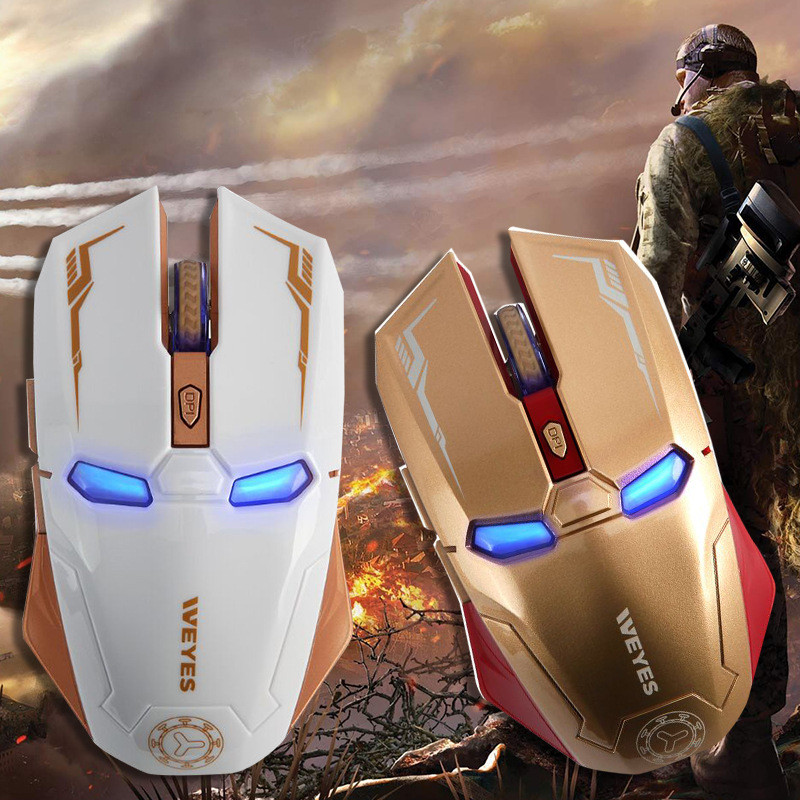 raton gaming inalambrico juhtmevaba mänguhiir USB 2.4G LED USB hiired sülearvutile Iron Man Mute Mouse arvutitarvikud