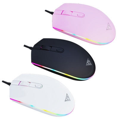 Mouse silențios cu fir pentru jocuri Mouse de birou 2400 DPI cu lumină de respirație RGB pentru PC, laptop, notebook, joc