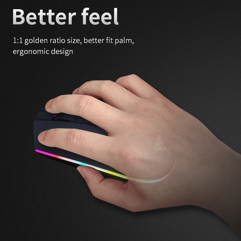 Mouse silențios cu fir pentru jocuri Mouse de birou 2400 DPI cu lumină de respirație RGB pentru PC, laptop, notebook, joc