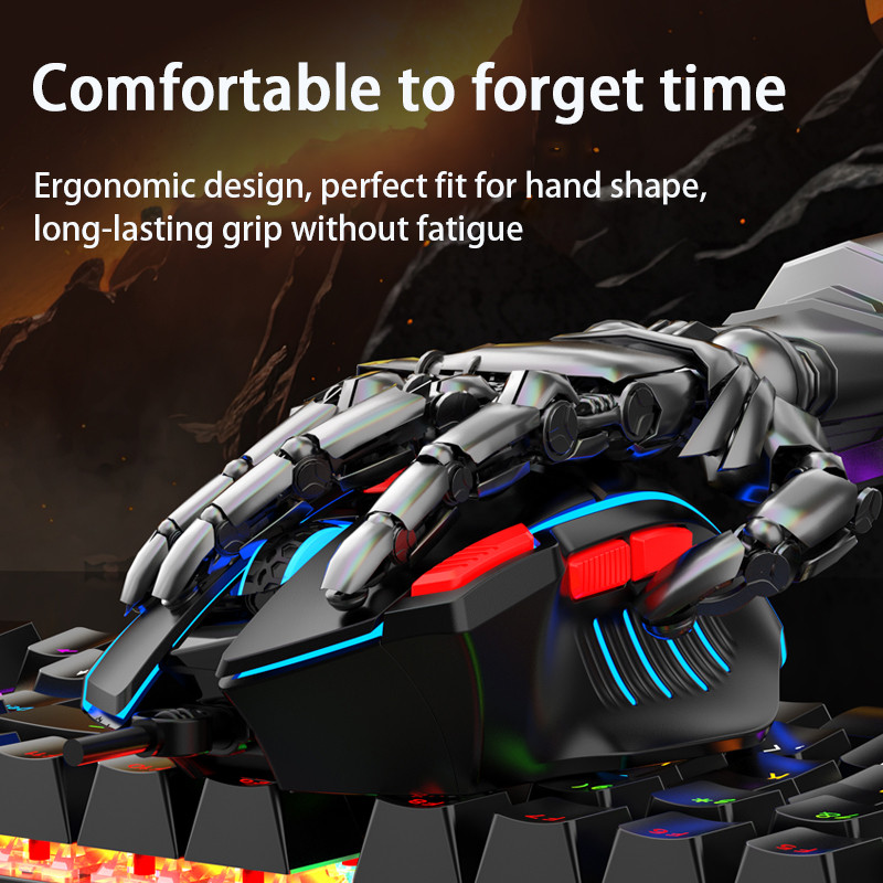 Mouse pentru jocuri USB cu fir Q6 PC desktop/notebook Home Office Glow Mouse cu 8 butoane 7200DPI Macro Programare