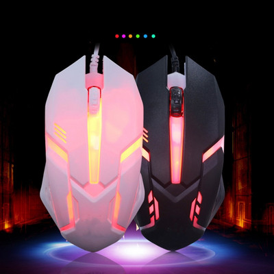 Ergonomiska vadu spēļu peles poga LED 1000 DPI USB datora pele Gamer Mice S1 Silent Mause ar fona apgaismojumu datora klēpjdatoram