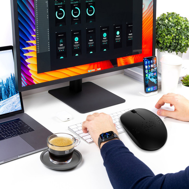 M1 belaidė „Bluetooth“ pelė USB namų nešiojamasis kompiuteris Biuro mada Tylus „Bluetooth“ belaidės pelės imtuvas Kojelių formos pelės kilimėlis