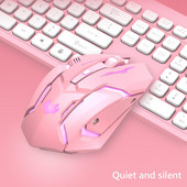 T1 Ergonomic 2.4G Reîncărcabil Silențios Iluminat din spate USB Mouse optic fără fir pentru jocuri Mouse pentru jocuri cu 6 taste Surfing The Mouse Roz Negru