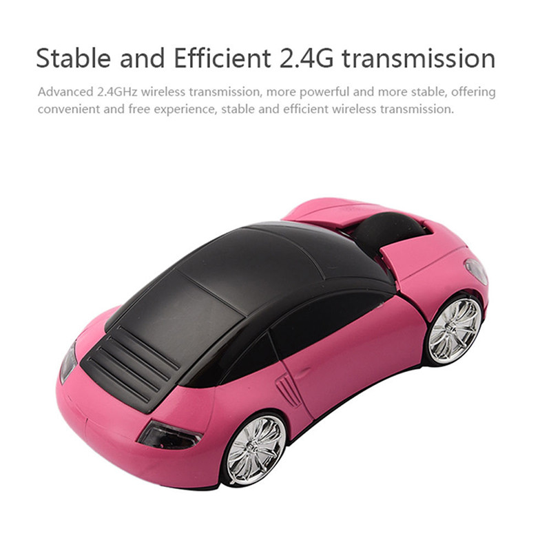 Mouse optic fără fir de 2,4 Ghz pentru computer, șoareci de joc în formă de mașină de lux, pentru PC, laptop, portabil