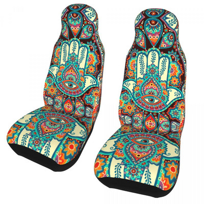 Hamsa Hand Mandala gėlėtas universalus automobilio sėdynės užvalkalas keturiems sezonams visų rūšių Bohemian Boho automobilių sėdynių užvalkalai poliesterio medžioklė