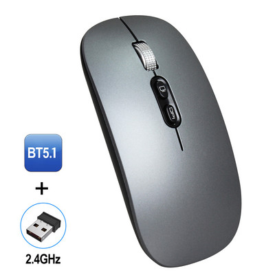 M103 2.4G+BT5.1 Mouse fără fir cu două moduri Mouse ergonomic de birou DPI reglabil în 3 trepte Baterie litiu de 500 mAh încorporată Argintiu