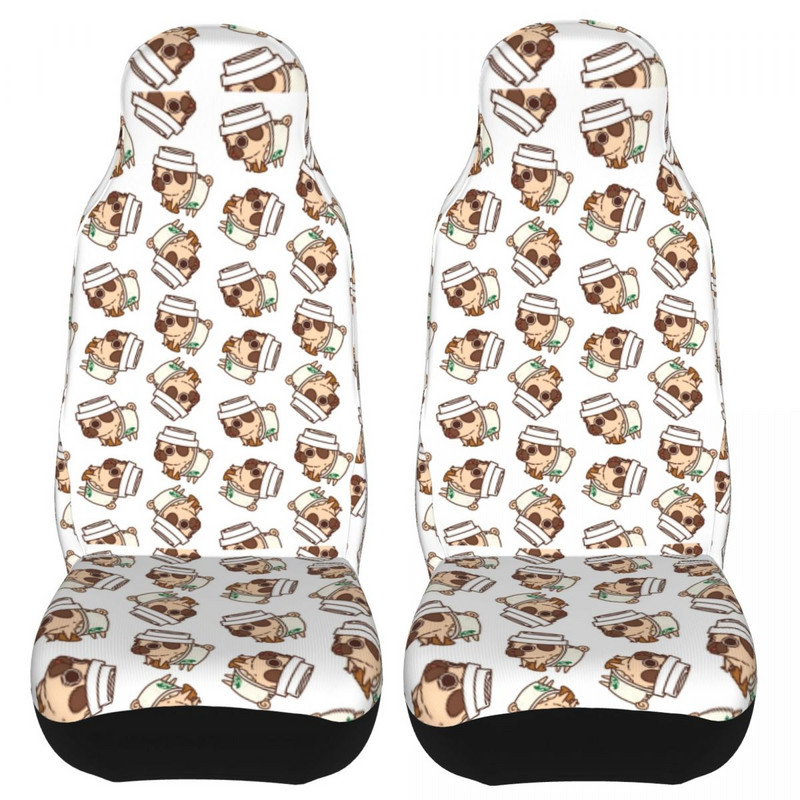 PSL Mopsas Dog Coffee Life Universalus automobilio sėdynės užvalkalas Auto salonas tinka visų tipų modeliams Mielas automobilio sėdynės kilimėlis Poliesterio žvejybai