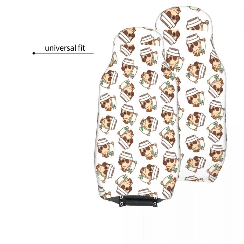 PSL Mopsas Dog Coffee Life Universalus automobilio sėdynės užvalkalas Auto salonas tinka visų tipų modeliams Mielas automobilio sėdynės kilimėlis Poliesterio žvejybai