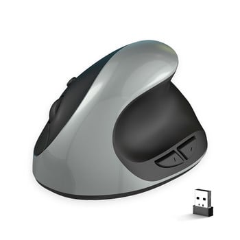 Ергономична мишка, акумулаторна безжична 2,4 GHz вертикална мишка с USB приемник