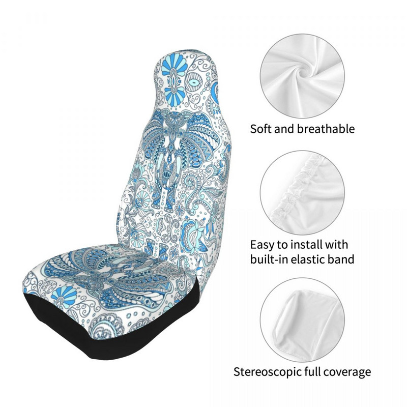 Indian Elephant Mandala Univerzalna navlaka za autosjedalicu za većinu automobila AUTOYOUTH Bohemian Boho Zaštitne navlake za autosjedalicu Fiber Hunting