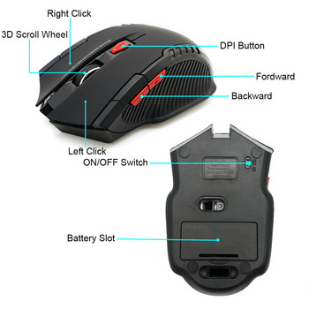 2000DPI 2,4 GHz ασύρματο οπτικό ποντίκι Gamer για φορητούς υπολογιστές Gaming Νέο παιχνίδι ασύρματα ποντίκια με δέκτη USB Drop Shipping Mause