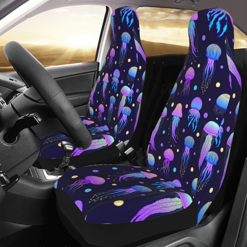 Magic Jellyfishes In Doodle stiliaus universalus automobilio sėdynės užvalkalas, atsparus vandeniui, skirtas visureigiams, psichodelinės automobilio sėdynės pagalvėlės automobilių priedai