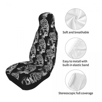 Skull Rose Универсален калъф за столче за кола, протектор, интериорни аксесоари, подходящи за всички видове модели, калъфи за автомобилни седалки, полиестер, риболов