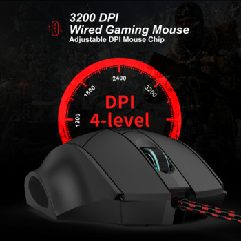 Anmck Gaming Mouse Ergonomic 3200DPI Adjustable 6 Buttons LED Оптични кабелни RGB мишки за PC лаптоп Компютърна мишка Gamer