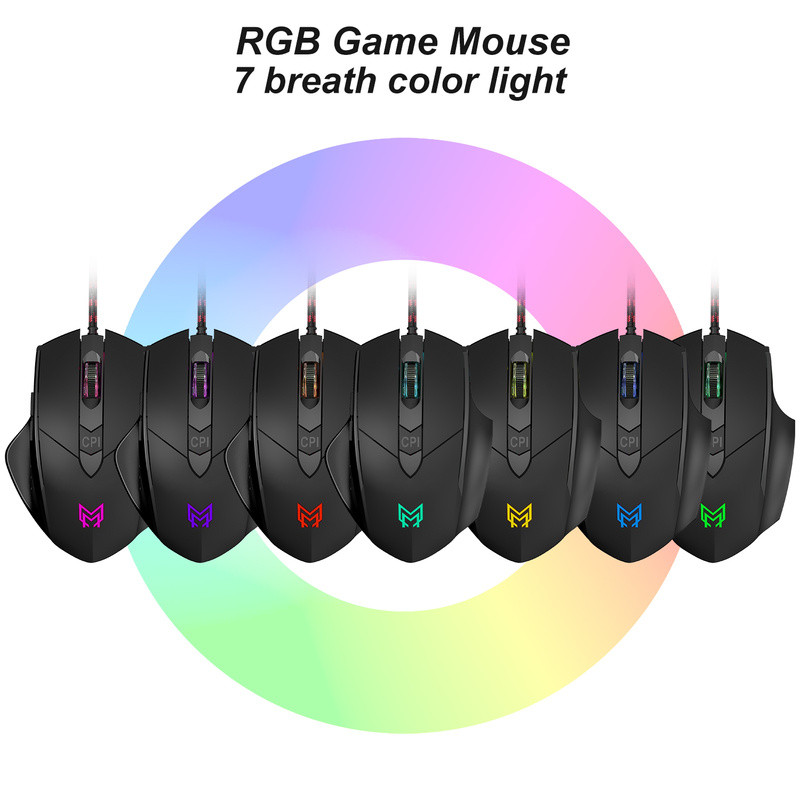 Anmck Gaming Mouse Ergonomic 3200DPI Ρυθμιζόμενο με 6 κουμπιά LED Οπτικά ενσύρματα ποντίκια RGB για υπολογιστή φορητό υπολογιστή Ποντίκι Gamer