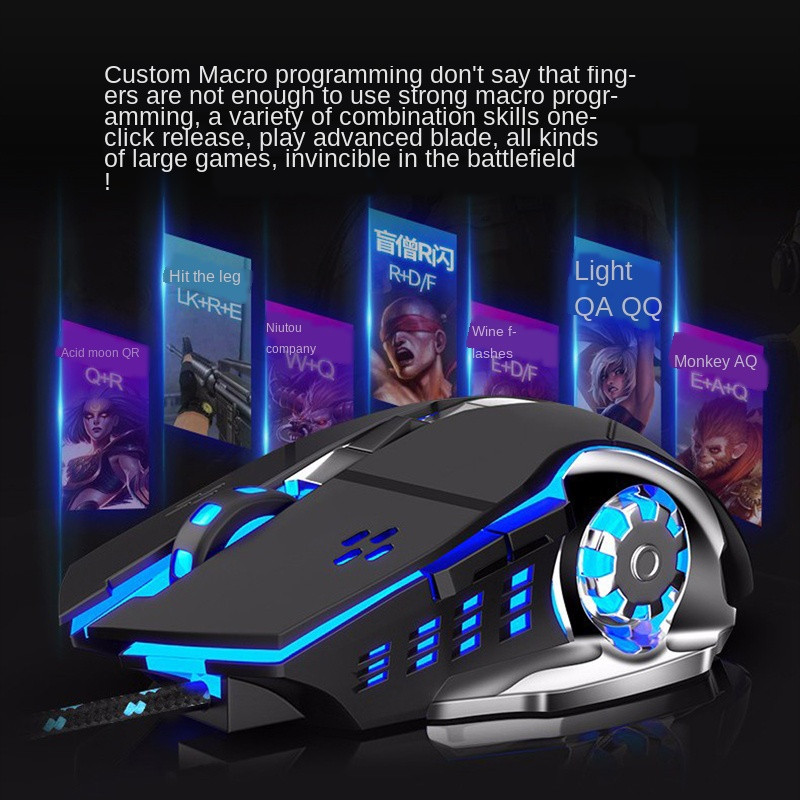 Q5 Gaming Mouse USB žični miševi za makro programiranje RGB 2400 DPI Gamer optički mehanički miš za CS CF PUBG Pressure Gun Custom