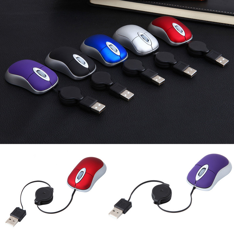 Noul mouse universal mini USB telescopic 3 taste 1600DPI Computer laptop USB optic Mini mouse cu fir