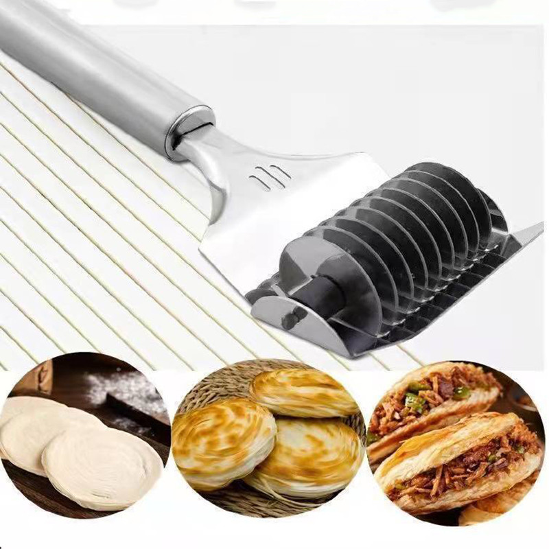 Makaronų grotelių ritininis tešlos pjaustytuvas Makaronų pjaustyklės volelis Neslystantis patogi rankena nerūdijančio plieno makaronų spagečių gaminimo mašina