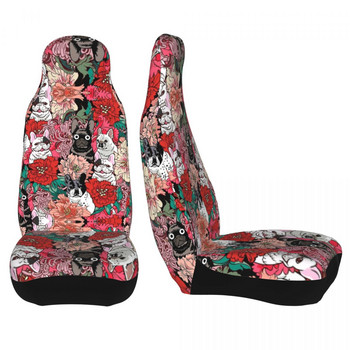 Λουλούδια Γαλλικό μπουλντόγκ Universal κάλυμμα καθισμάτων αυτοκινήτου Προστατευτικό εσωτερικού χώρου Αξεσουάρ Γυναικεία καλύμματα καθισμάτων Πολυεστερικό στυλ αυτοκινήτου