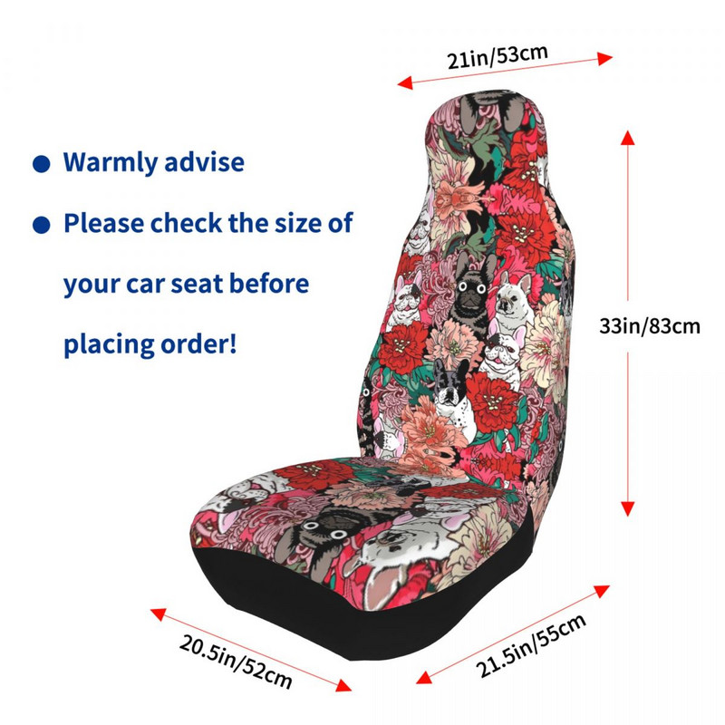 Lilled Prantsuse buldog Universaalne autoistme katte kaitse, salongi tarvikud Naiste istmekatted polüestrist auto stiil
