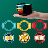 Tăiător de ouă 3 în 1 Tăiător de ouă multifuncțional pentru jumătate de ouă pentru ouă, șunci, căpșuni, banane, fructe, garnitură