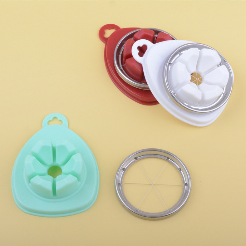 Daugiafunkcinis išgalvotas kiaušinių pjaustytuvas virtuvės virtų kiaušinių pjaustyklės sekcijos forma, kokybiški gėlių kraštai, įtaisai kiaušinių pjaustymo įrankiai