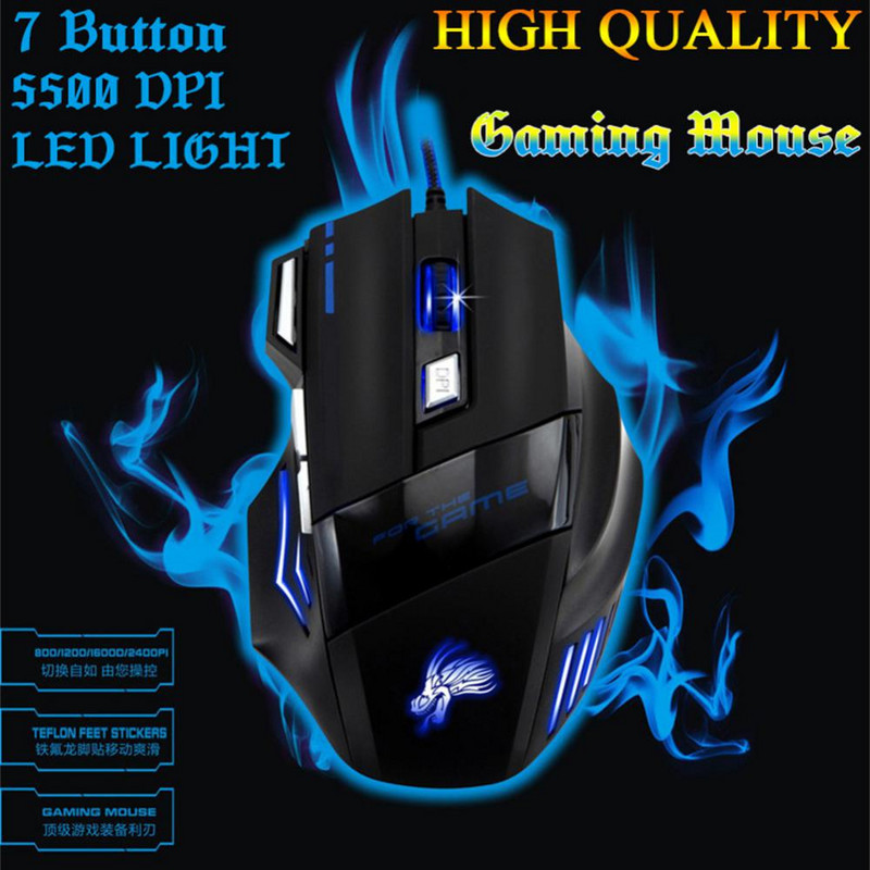 Mouse cu fir pentru laptop de birou Led fotoelectric 5500dpi Accesorii de birou Mouse USB 7 butoane Mouse de gaming ergonomic optic