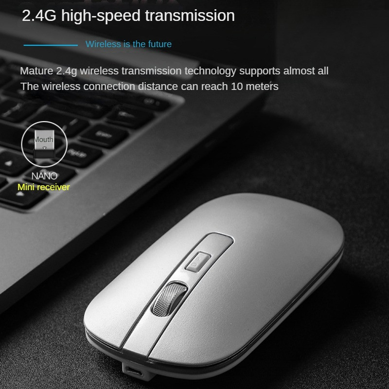 Νέο ασύρματο ποντίκι μονής λειτουργίας Φόρτιση Σίγαση IPad Επιτραπέζιος φορητός υπολογιστής Επιτραπέζιος υπολογιστής Ποντίκι Μεταλλικός τροχός γραφείου Business Home Ποντίκι