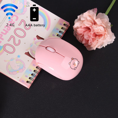 Punjivi bežični dual-mode Bluetooth miš, ružičasti stolni 2,4 Ghz računalo, slatka djevojka, nijemi, mini crtani miševi za prijenosno računalo, poklon