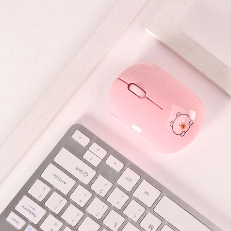 Punjivi bežični dual-mode Bluetooth miš, ružičasti stolni 2,4 Ghz računalo, slatka djevojka, nijemi, mini crtani miševi za prijenosno računalo, poklon
