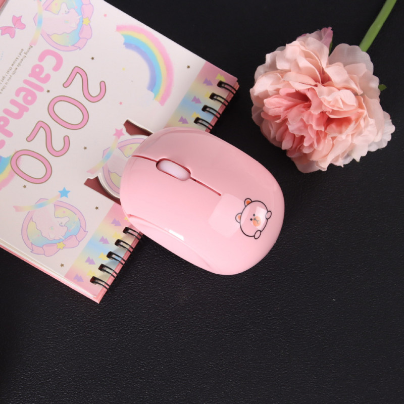 Punjivi bežični dual-mode Bluetooth miš, ružičasti stolni 2,4 Ghz računalo, slatka djevojka, nijemi, mini crtani miševi za prijenosno računalo, poklon