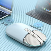 Aranyos laptop PC-hez Macbook Ergonomikus egér Bluetooth 2.4G vezeték nélküli egér Type-C újratölthető kettős mód