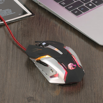 HXSJ Μηχανικό ενσύρματο ποντίκι gaming Πολύχρωμο ελαφρύ μεταλλικό κάτω μέρος Θύρα USB 6 κουμπιά 3600dpi για φορητό υπολογιστή γραφείου ποντίκι παιχνιδιών