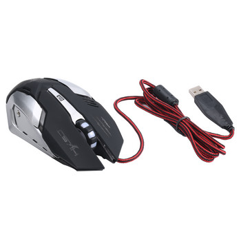 HXSJ Механична жична игрална мишка Цветно светло метално дъно USB порт 6 бутона 3600dpi За лаптоп Офис игрална мишка