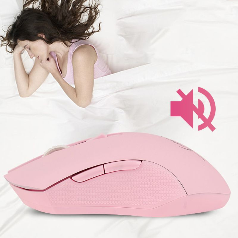 Pink Silent LED optinės žaidimų pelės 1600DPI 2.4G USB belaidė pelė, skirta nešiojamam kompiuteriui