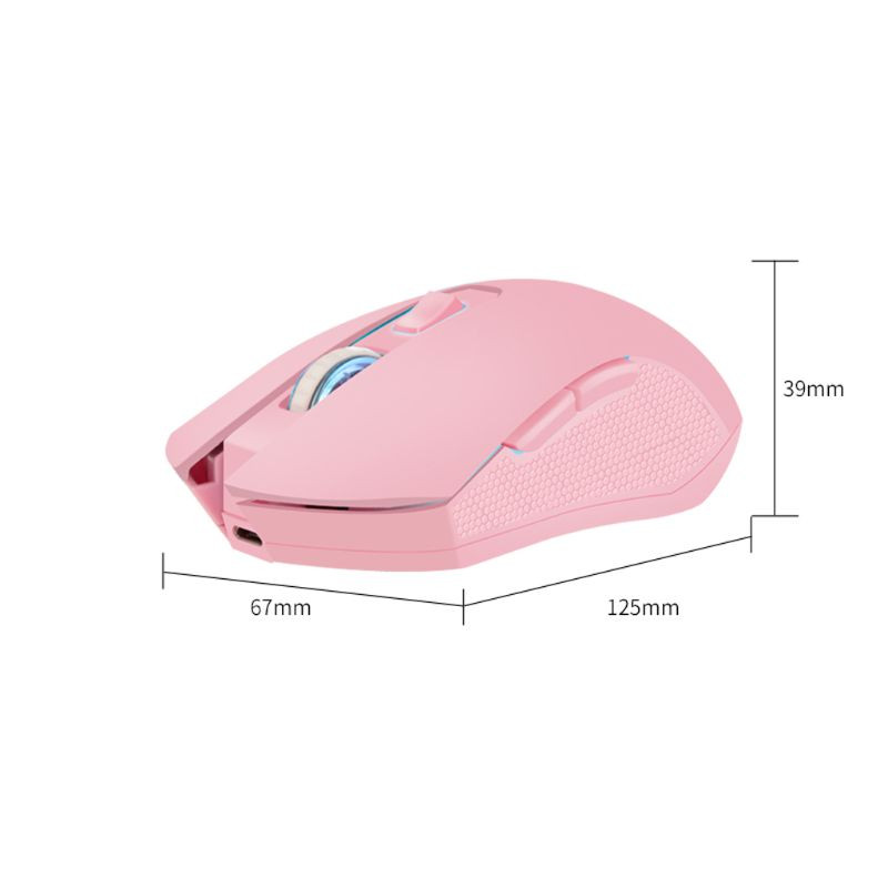 Pink Silent LED optinės žaidimų pelės 1600DPI 2.4G USB belaidė pelė, skirta nešiojamam kompiuteriui